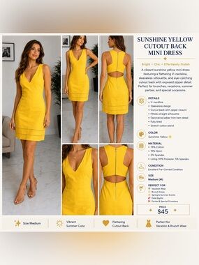 Sunshine Yellow Cutout Back Mini Dress